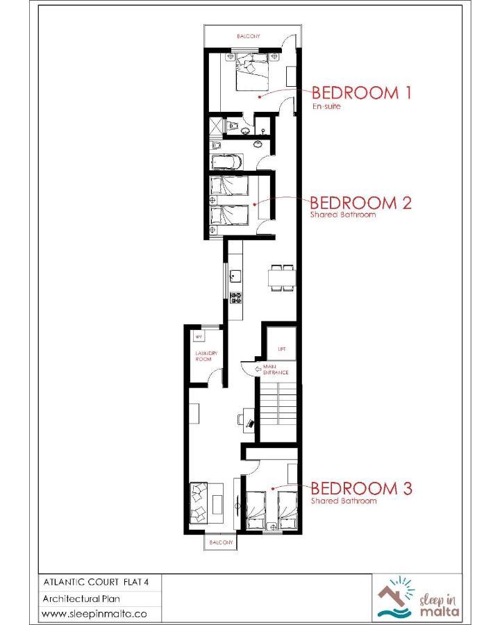 F4 Room 2, Private Room Two Single Beds Shared Bathroom Msida Exterior photo